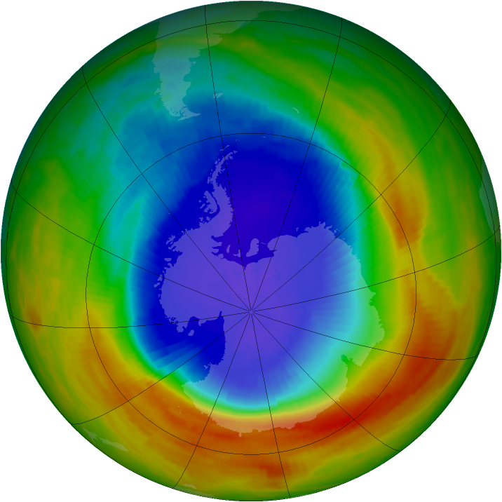 Antarctic ozone map for 25 October 1991